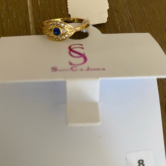 NWT Savvy Cie Jewels CZ evil eye ring size 8 - Picture 3 of 4